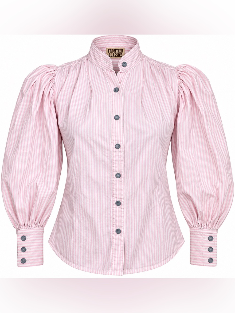 VTG Frontier Classics S Pink Stripe Puff Sleeve Prairie Western Cottagecore Top